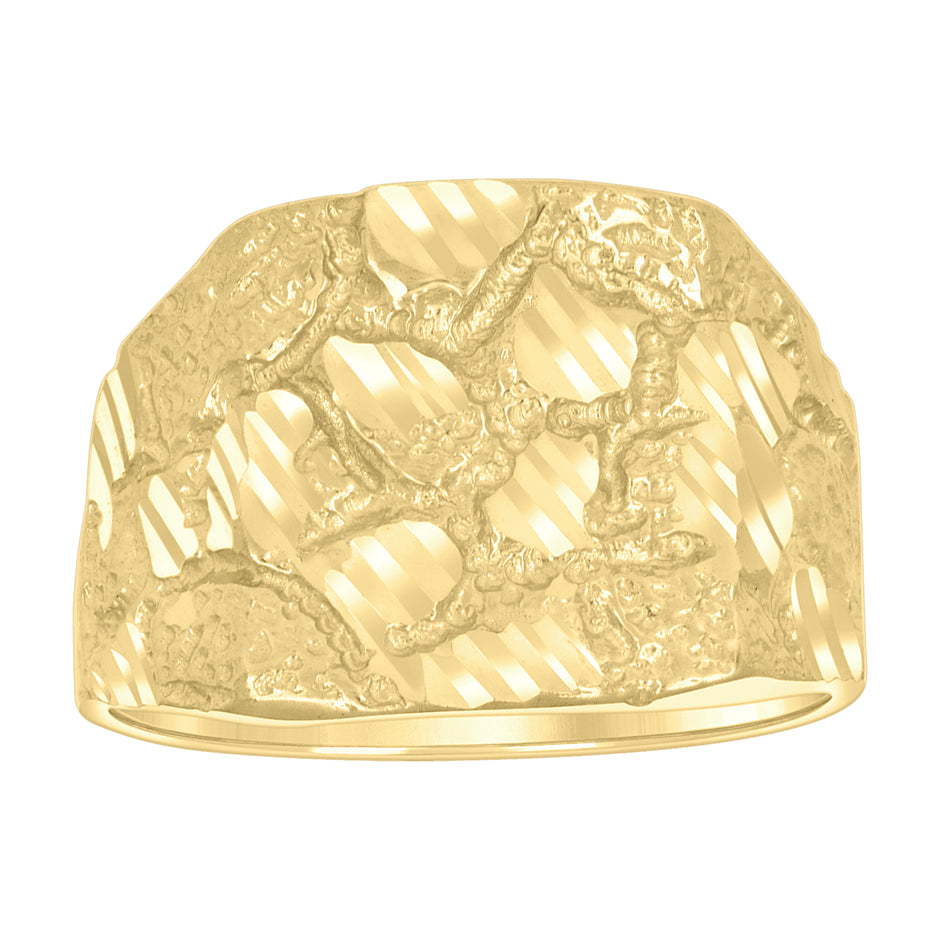 10kt Yellow Gold Mens Nugget Fashion Ring