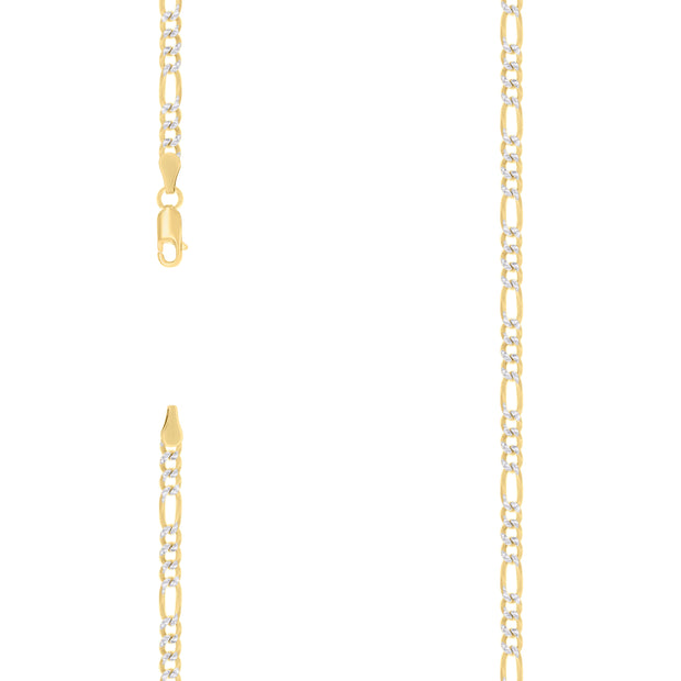 925 Silver Pave Super Flat Figaro Chain 3.6mm