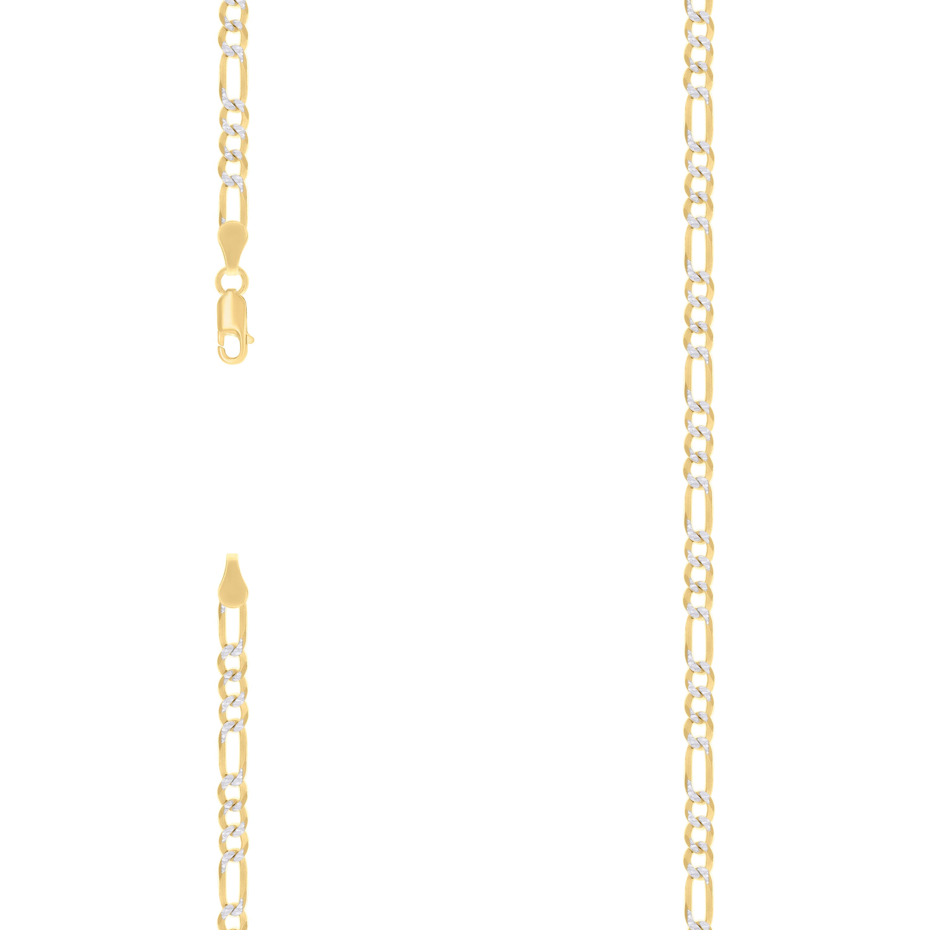 925 Sterling Silver Pave Super Flat Figaro Chain Two Tone 120 4.0mm-9