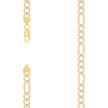 925 Sterling Silver Pave Super Flat Figaro Chain Two Tone 200 7.5mm-26