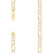 925 Sterling Silver Pave Super Flat Figaro Chain Two Tone 250 8.2mm-24