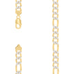 925 Sterling Silver Pave Super Flat Figaro Chain Two Tone 300 10mm-22
