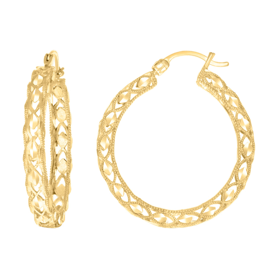 10kt Yellow Gold Womens Hollow Round Hoop Earrings