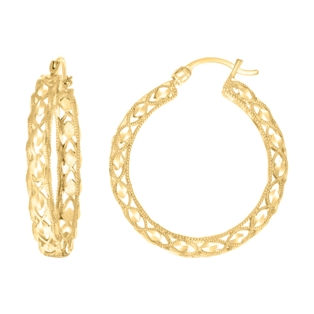10kt Yellow Gold Womens Hollow Round Hoop Earrings
