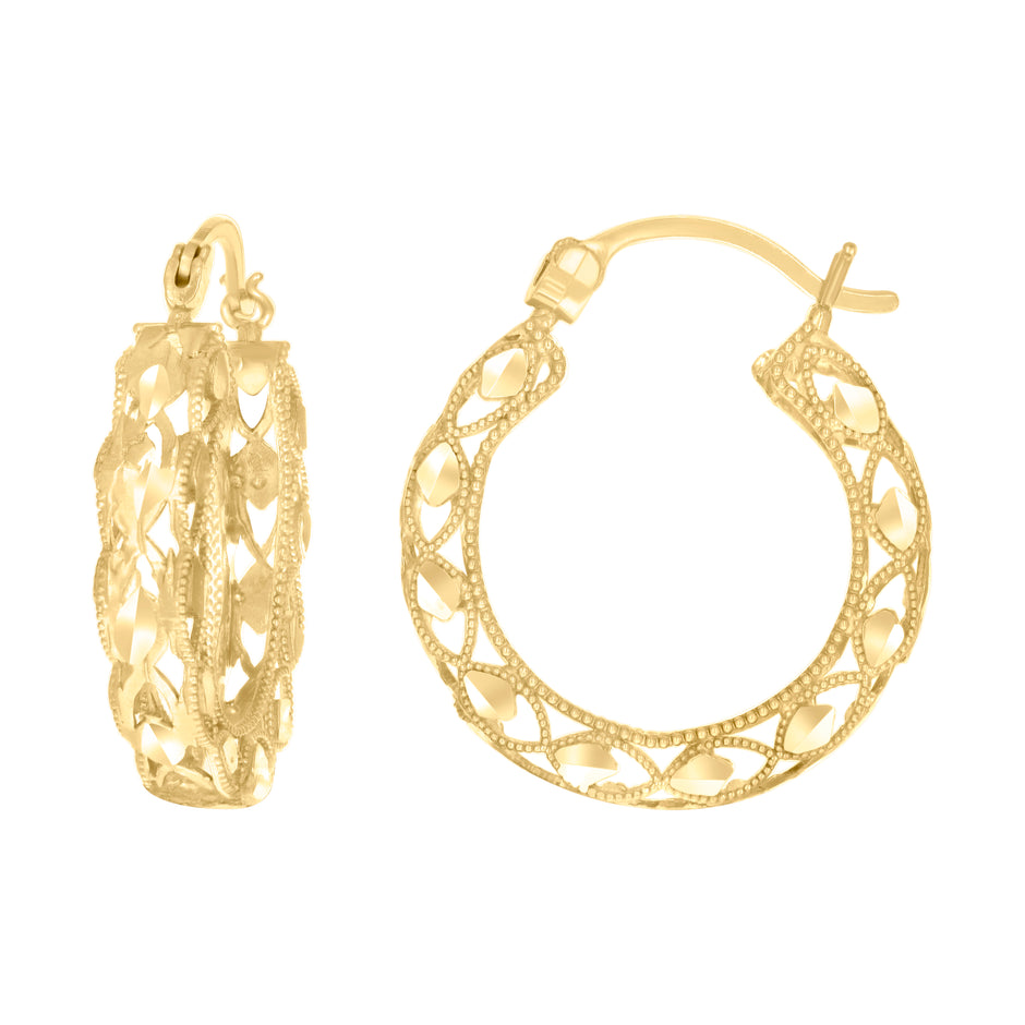 10kt Yellow Gold Womens Hollow Round Hoop Earrings