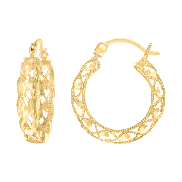 10kt Yellow Gold Womens Hollow Round Hoop Earrings