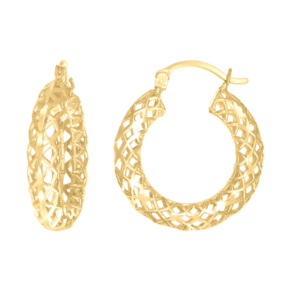 10kt Yellow Gold Womens Hollow Round Hoop Earrings