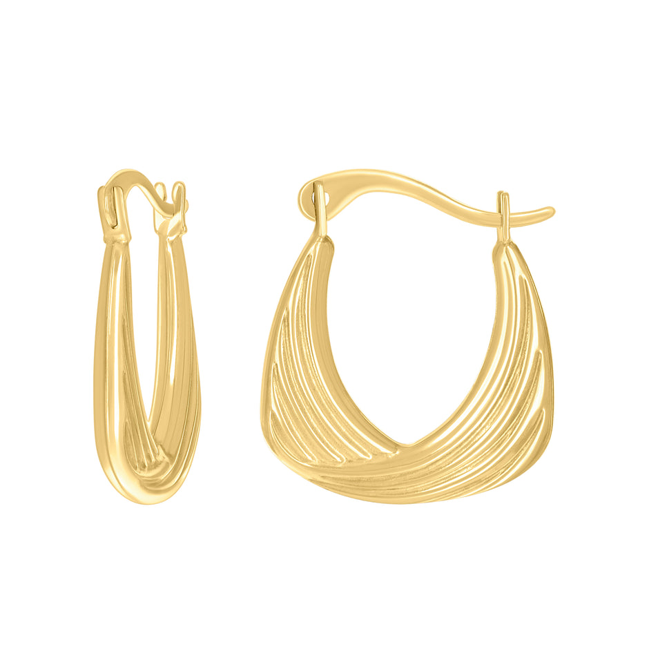 14kt Yellow Gold Womens U-Shaped Fashion Hoop Earrings