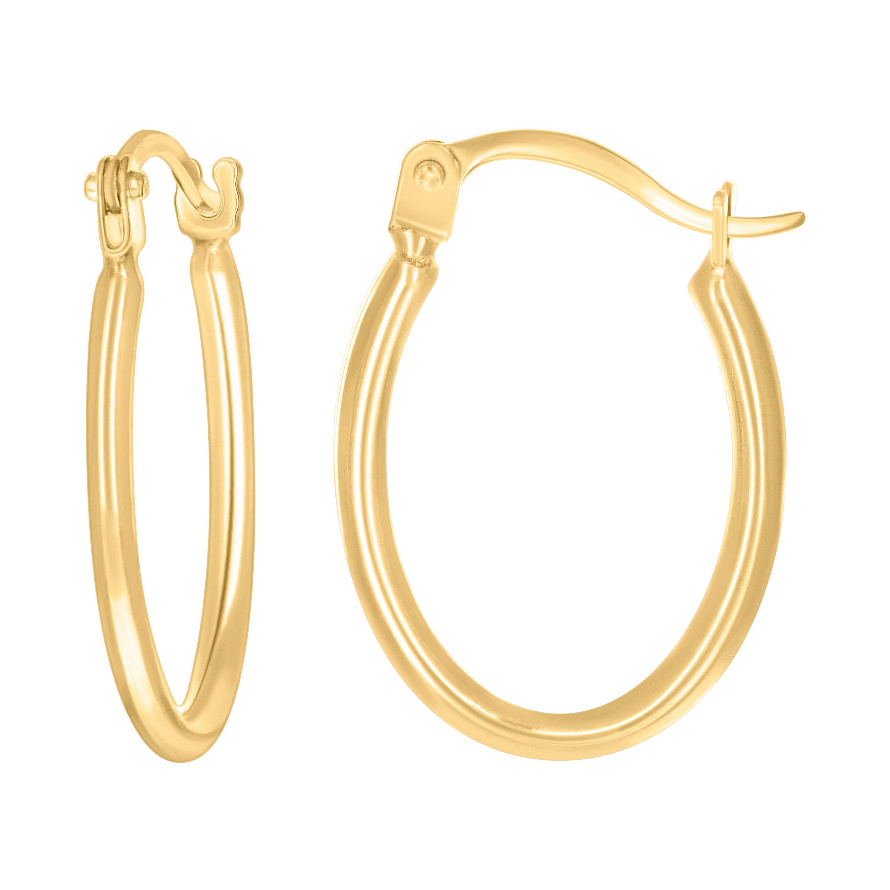 14kt Yellow Gold Womens Oval Round Tube Hoop Earrings