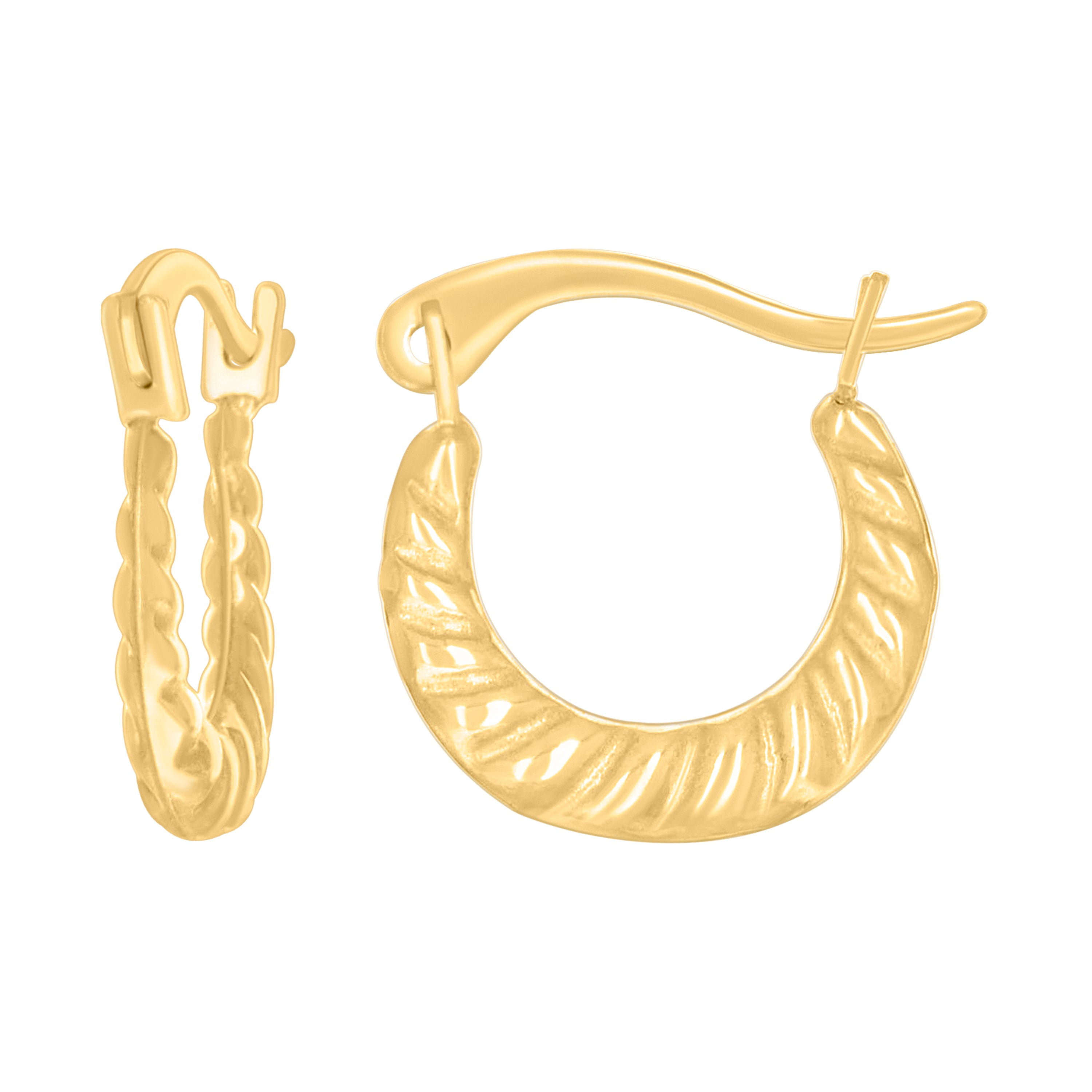 14kt Yellow Gold Womens Scalloped Fashion Hoop Earrings