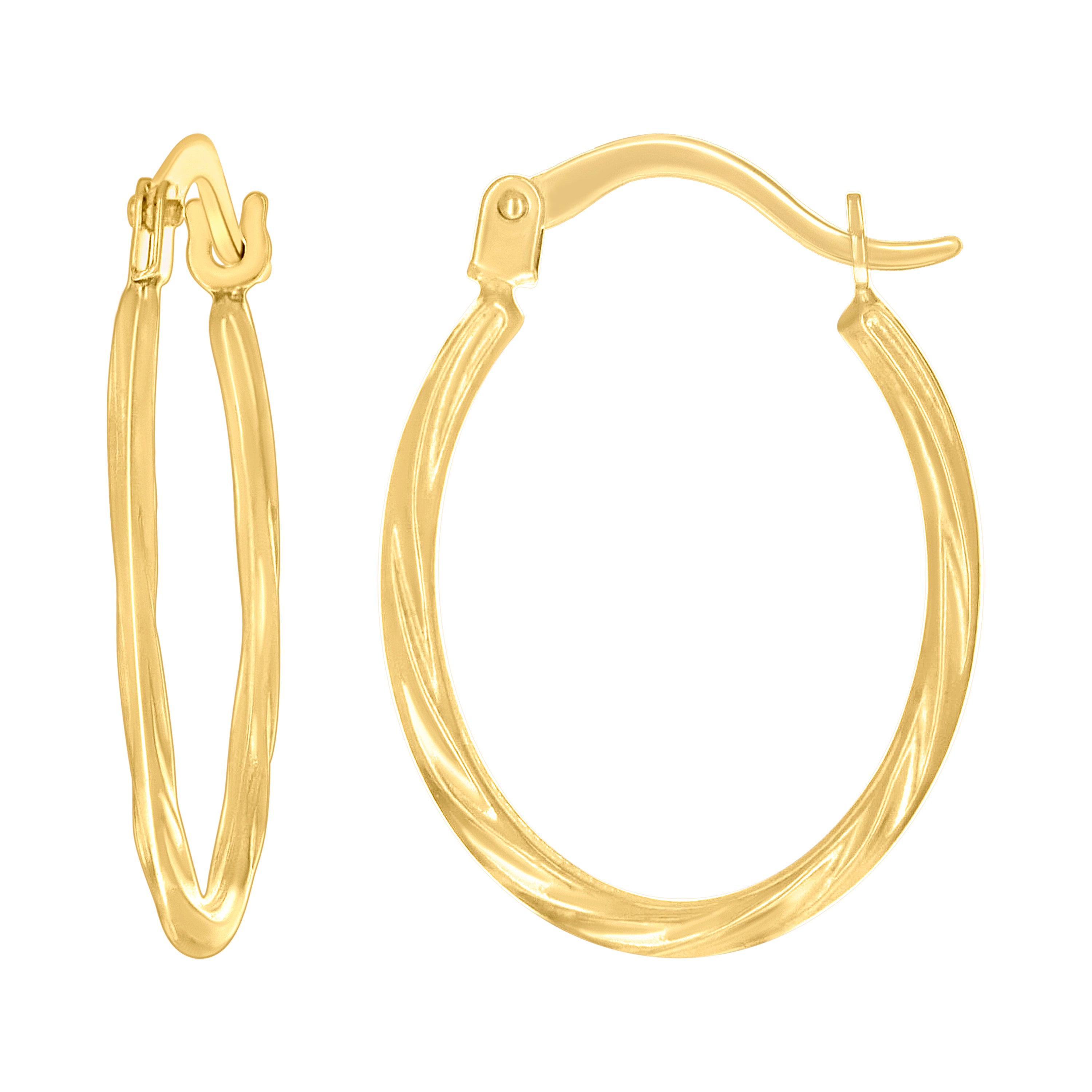 14kt Yellow Gold Womens Round Twisted Hoop Earrings