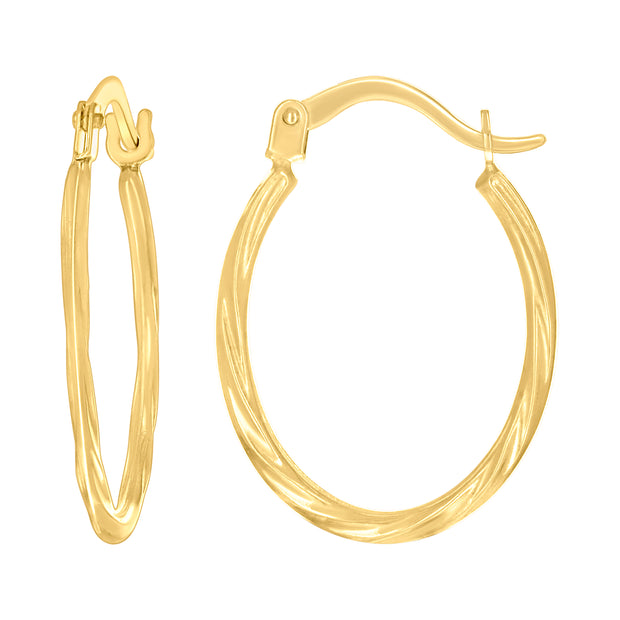 14kt Yellow Gold Womens Round Twisted Hoop Earrings