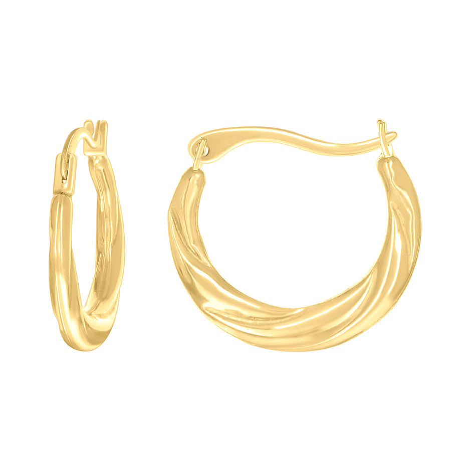 14kt Yellow Gold Womens Twisted Hoop Earrings
