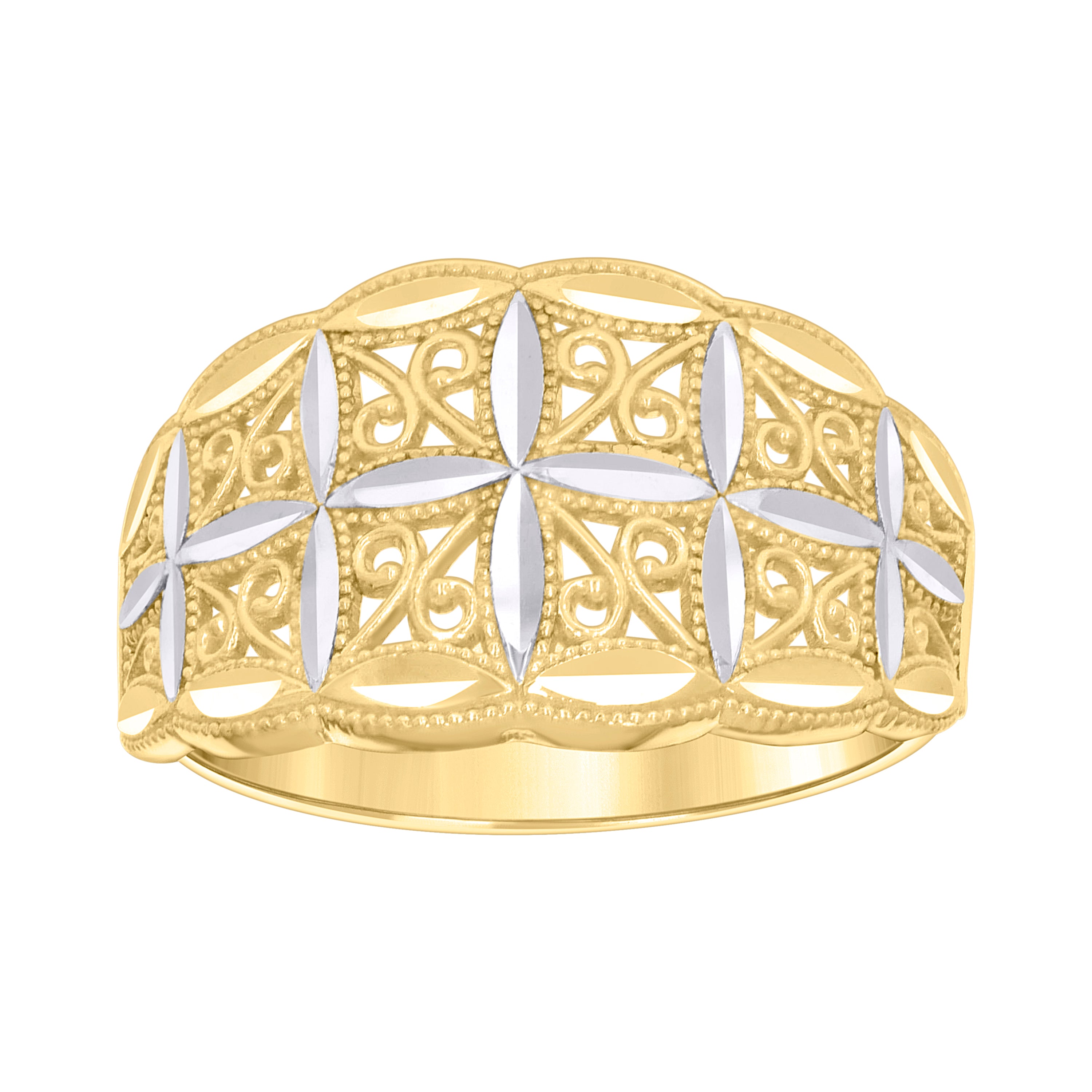 10kt Two-tone Gold Womens Filigree Fashion Ring