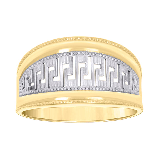10kt Two-tone Gold Womens Greek Key Egyptian Ring