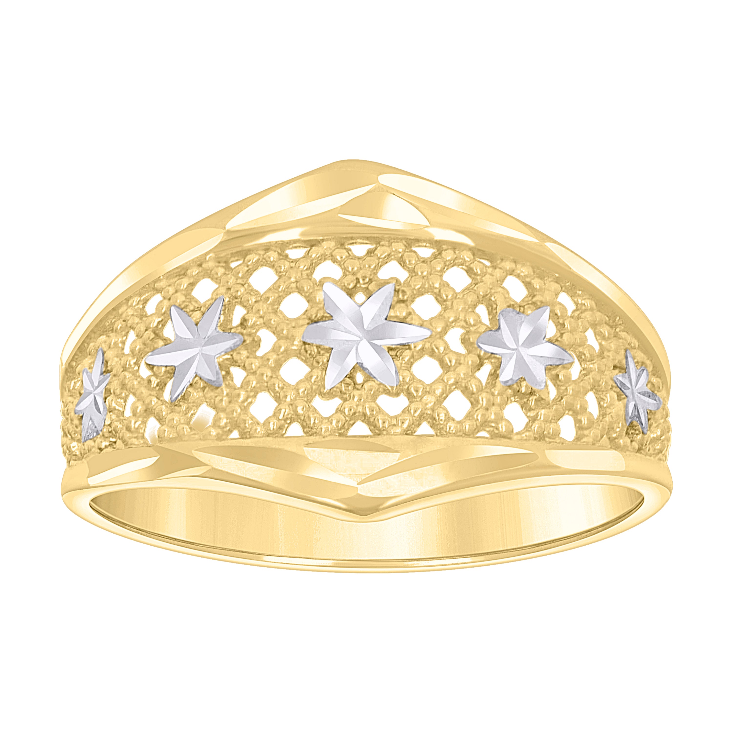 10kt Two-tone Gold Womens Stars Fashion Ring