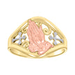 10kt Tri-Color Gold Womens Praying Hands Cross Symbol Religious Ring