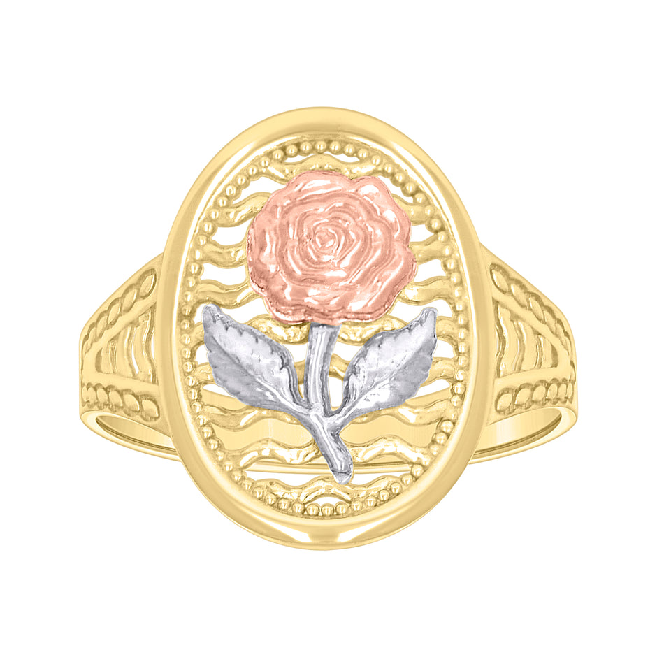 10kt Tri-Color Gold Womens Flower Fashion Ring