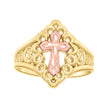 10kt Two-tone Gold Womens Cross Religious Ring