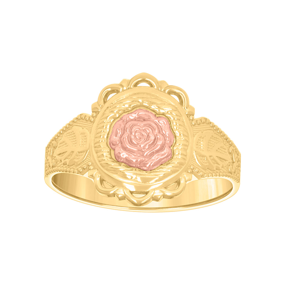 10kt Two-tone Gold Womens Flower Fashion Ring