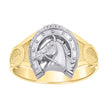 10kt Two-tone Gold Womens Horse Head Horseshoe Good Luck Ring