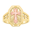 10kt Two-tone Gold Womens Cross Religious Ring