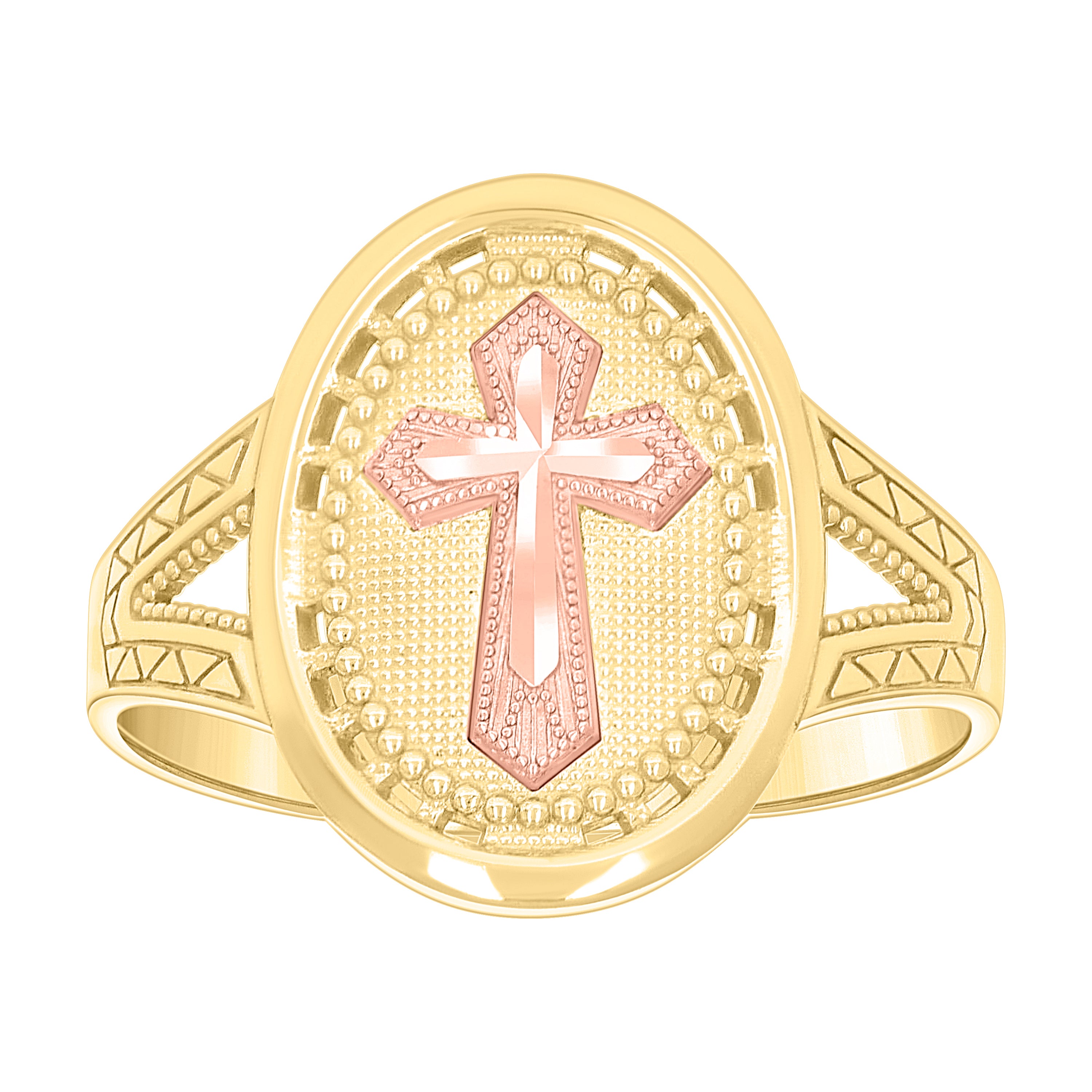 10kt Two-tone Gold Womens Cross Religious Ring