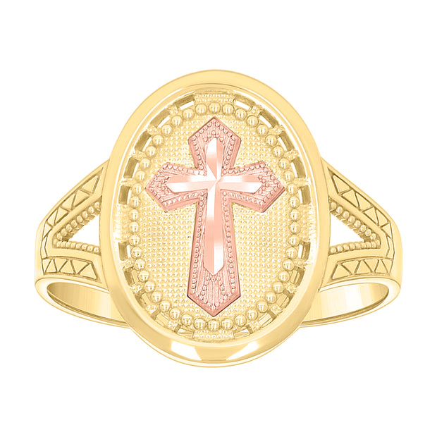 10kt Two-tone Gold Womens Cross Religious Ring