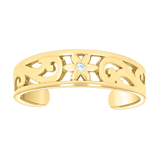 10Kt Gold Cz Toe Ring