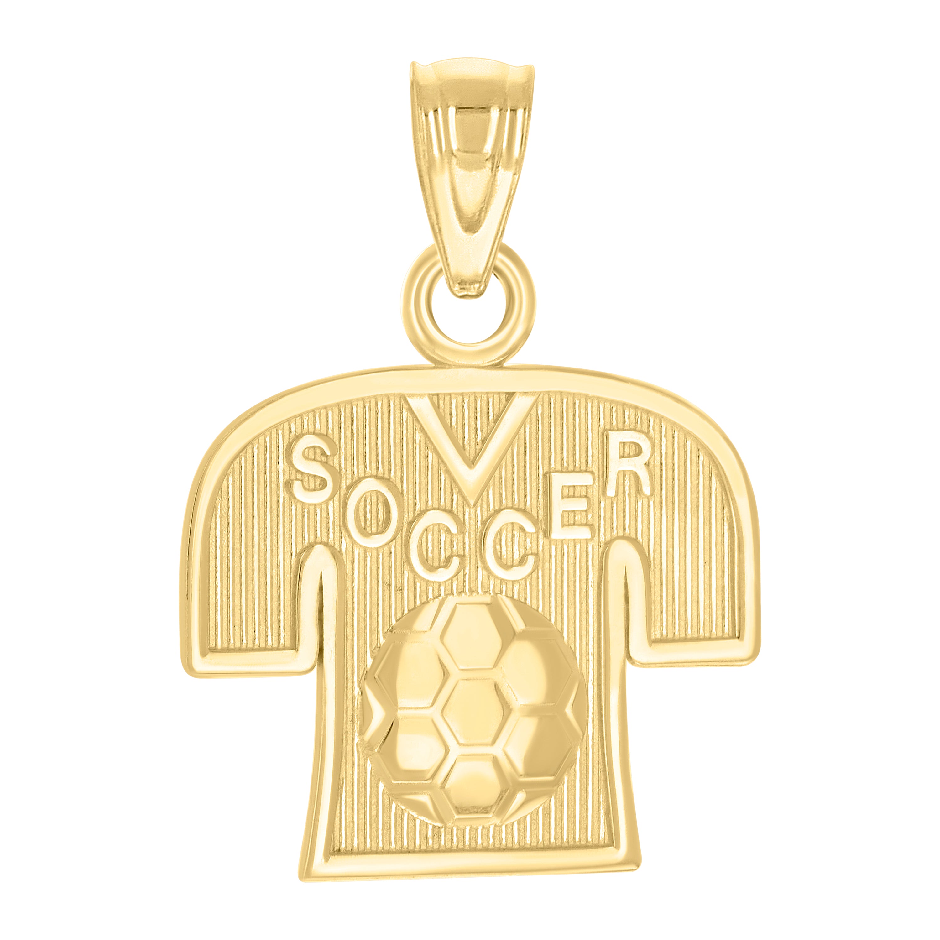 10kt Yellow Gold Mens Soccer Shirt Sports Charm Pendant