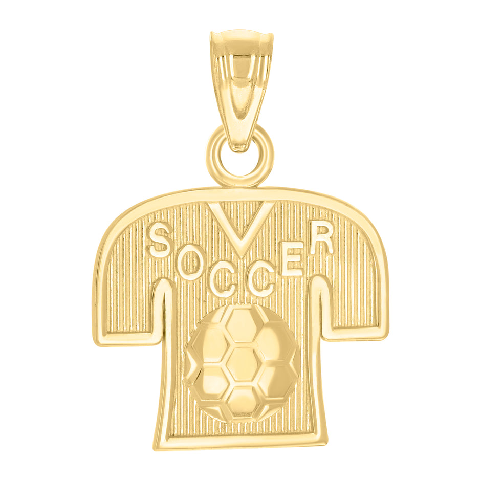 10kt Yellow Gold Mens Soccer Shirt Sports Charm Pendant