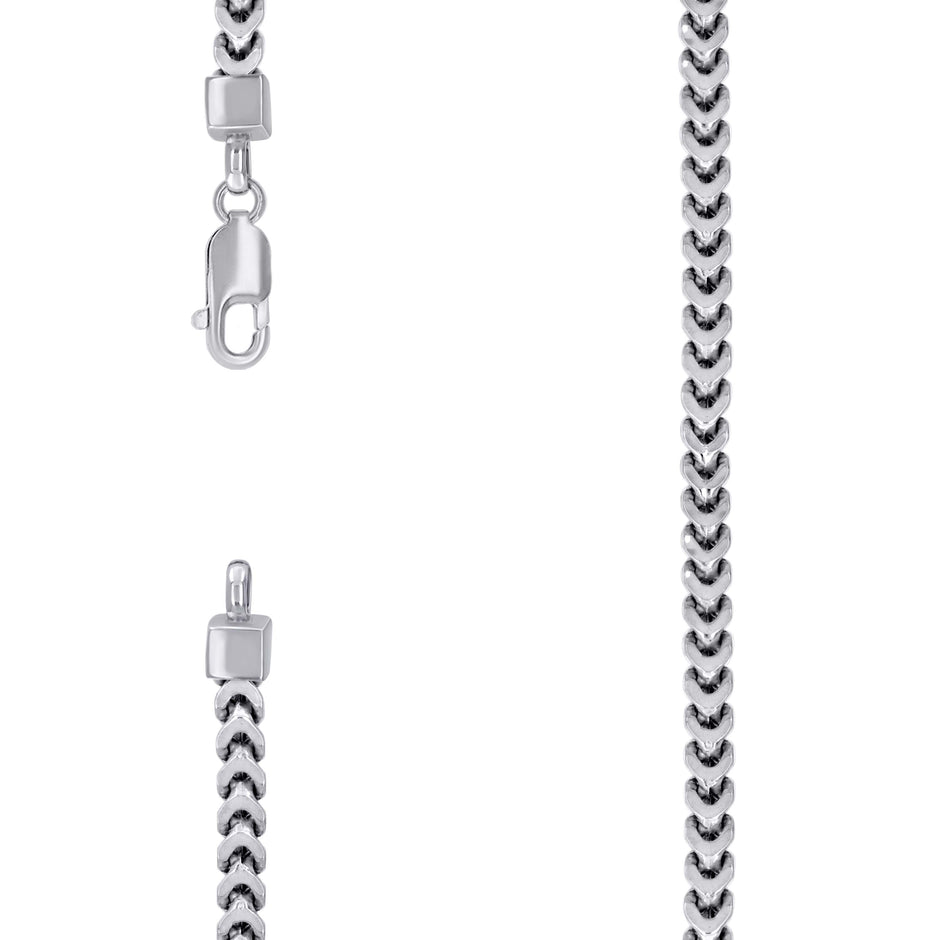 925 Sterling Silver Hollow Franco Chain Rhodium 120 4.3mm-26 - SLV-137980