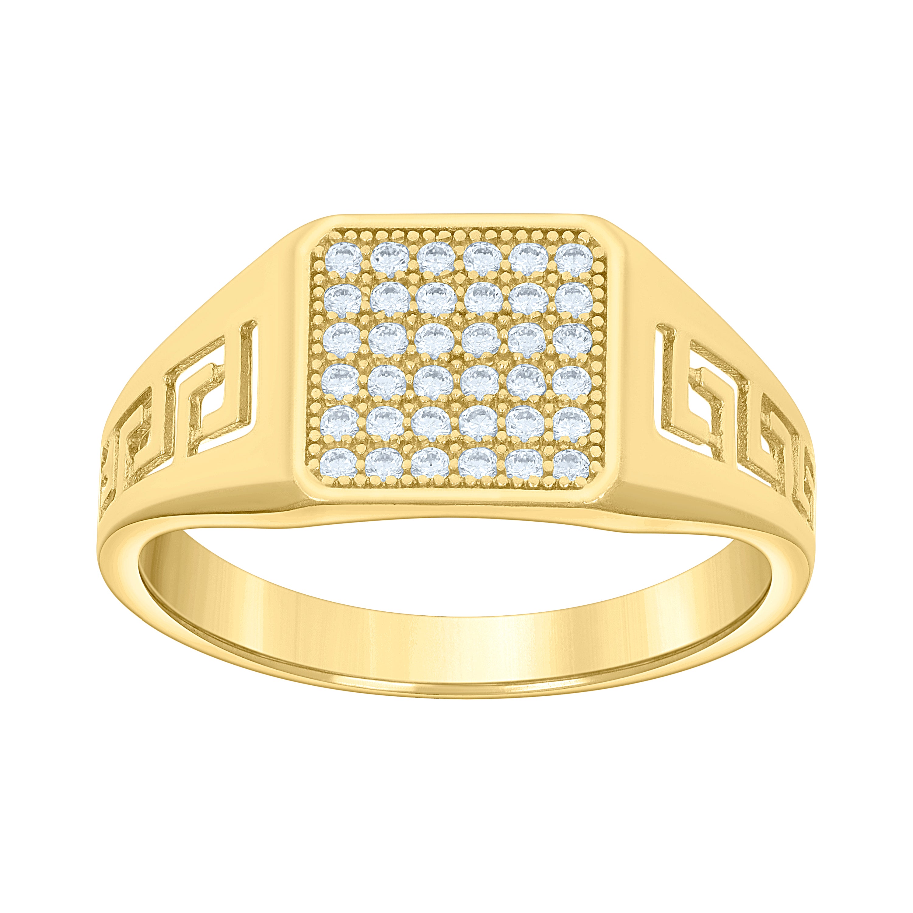 14kt Yellow Gold Mens Cubic-Zirconia Square Head Fashion Ring
