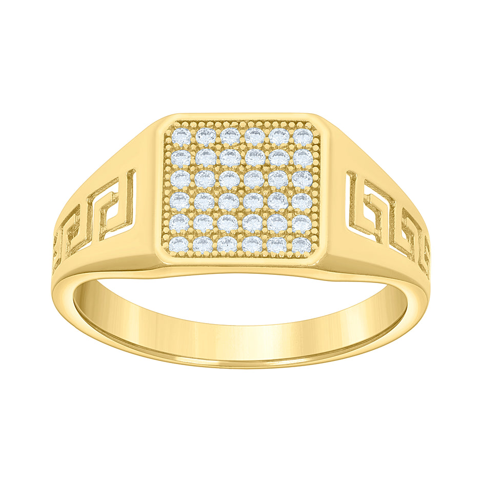 14kt Yellow Gold Mens Cubic-Zirconia Square Head Fashion Ring