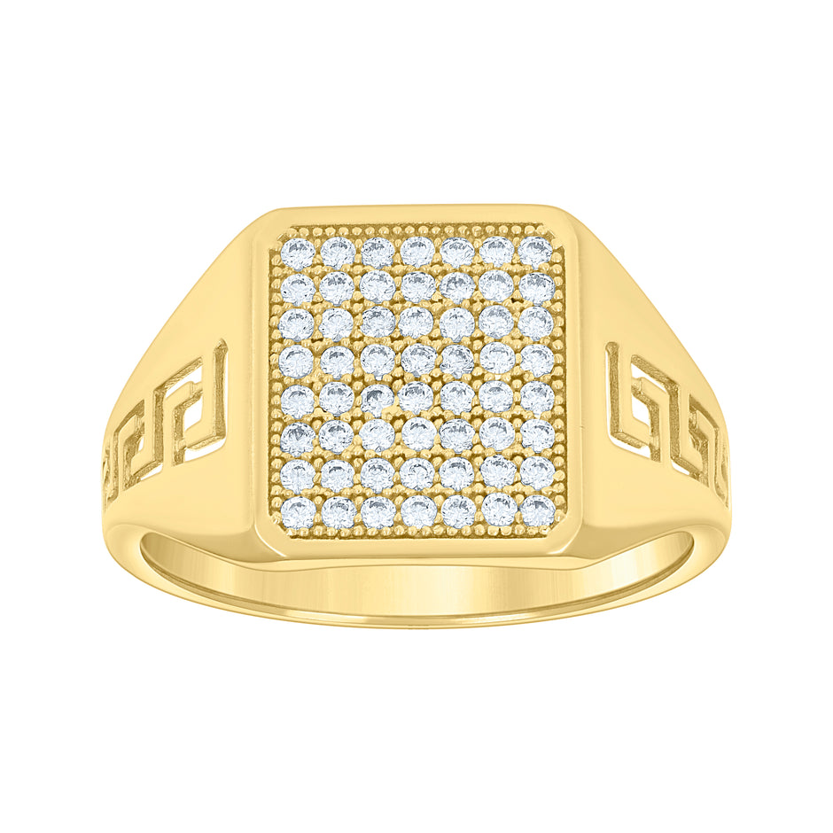 14kt Yellow Gold Mens Cubic-Zirconia Square Head Fashion Ring