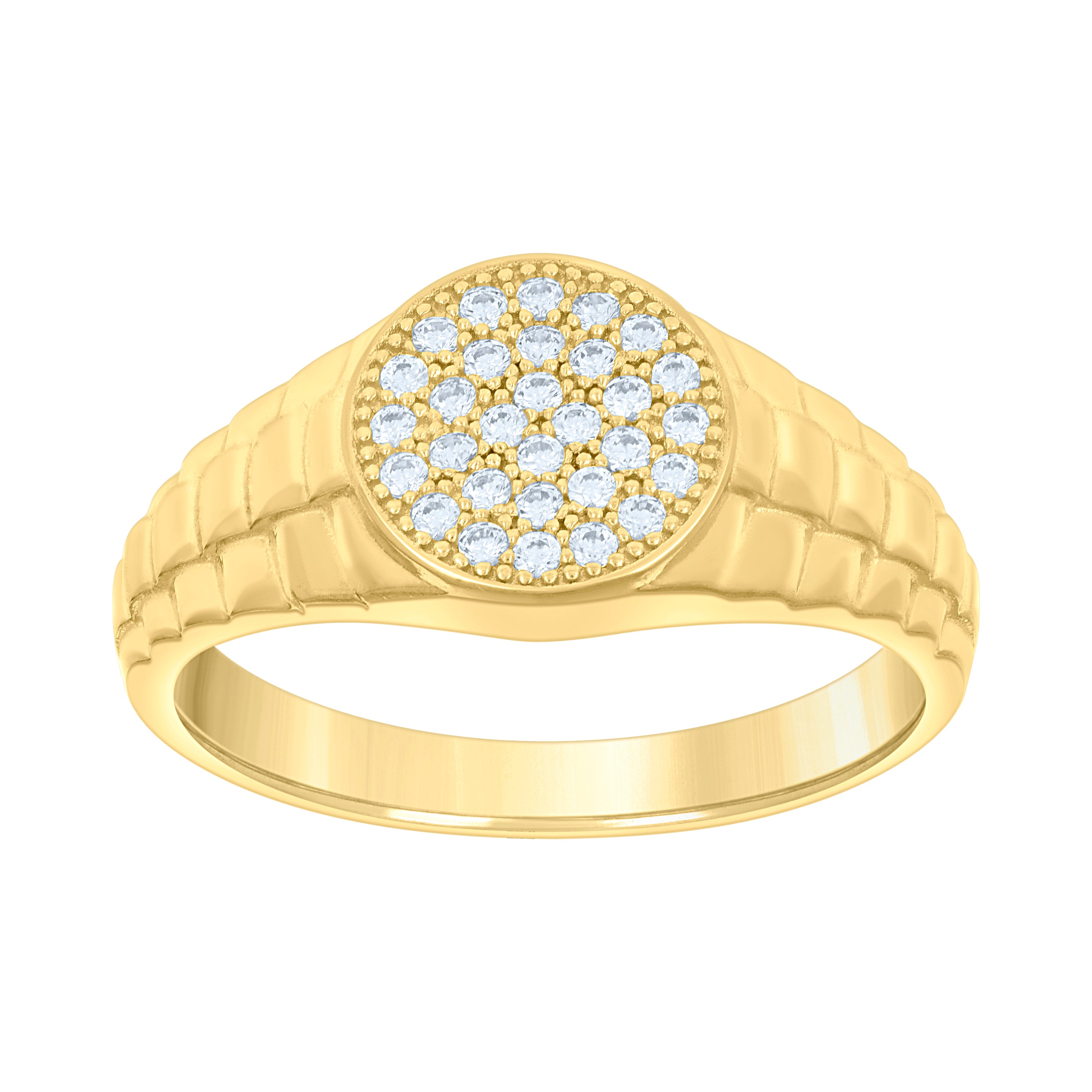 14kt Yellow Gold Mens Cubic-Zirconia Round Head Fashion Ring