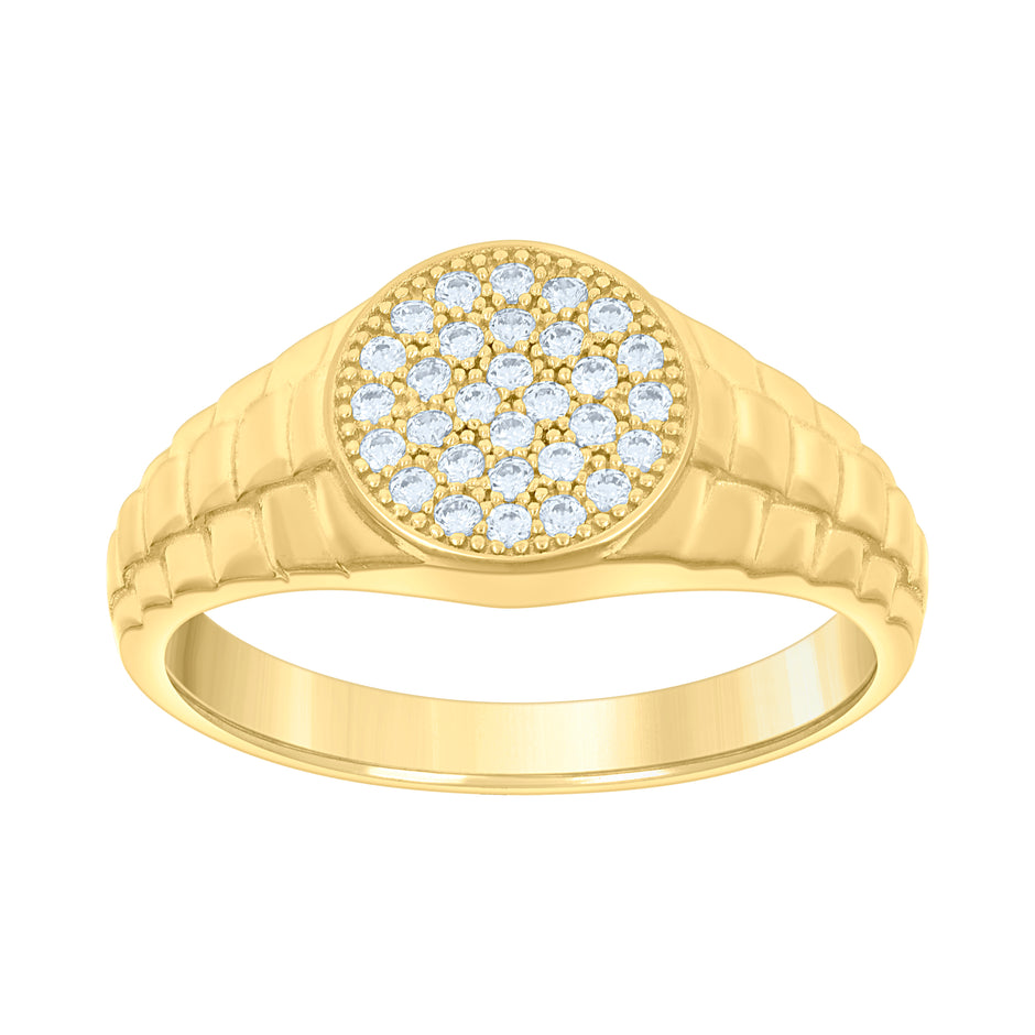 14kt Yellow Gold Mens Cubic-Zirconia Round Head Fashion Ring