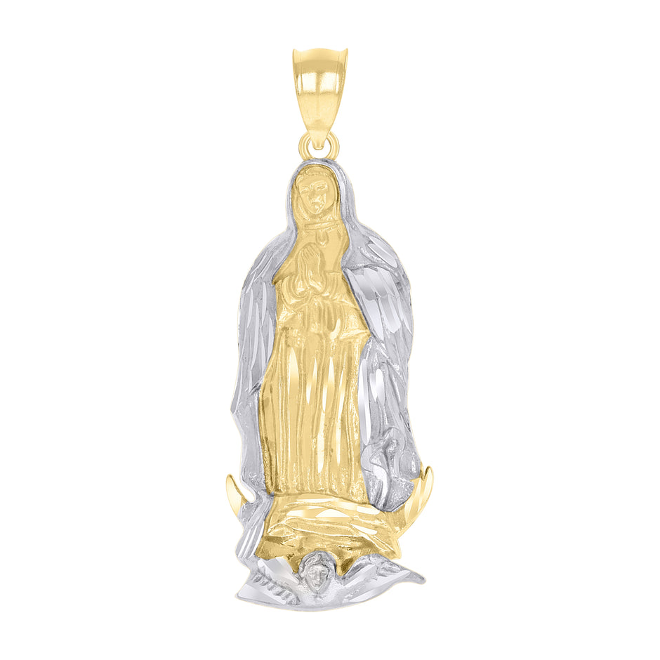 14kt Two-tone Gold Unisex Virgin Mary/Guadalupe Religious Charm Pendant 