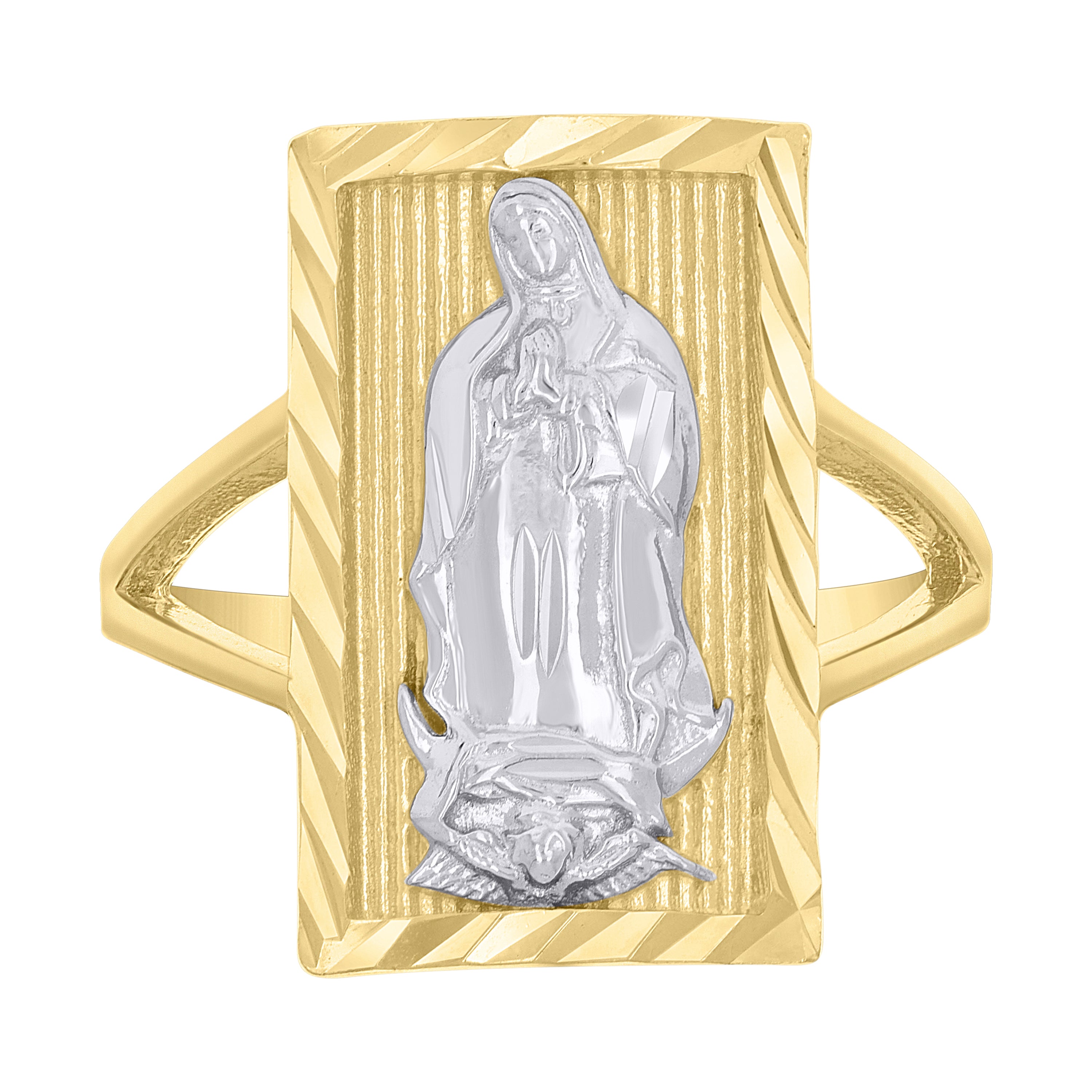 14kt Two-tone Gold Womens Virgin Mary/Guadalupe Religious Ring 