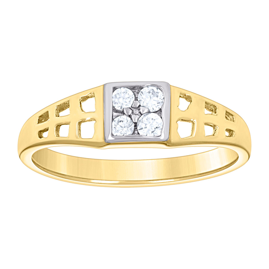 14kt Two-tone Gold Baby Cubic-Zirconia Square Head Ring