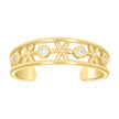 14kt Yellow Gold Womens Cubic-Zirconia Floral Toe Ring