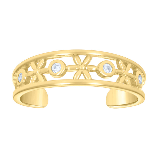 14Kt Gold Cz Toe Ring