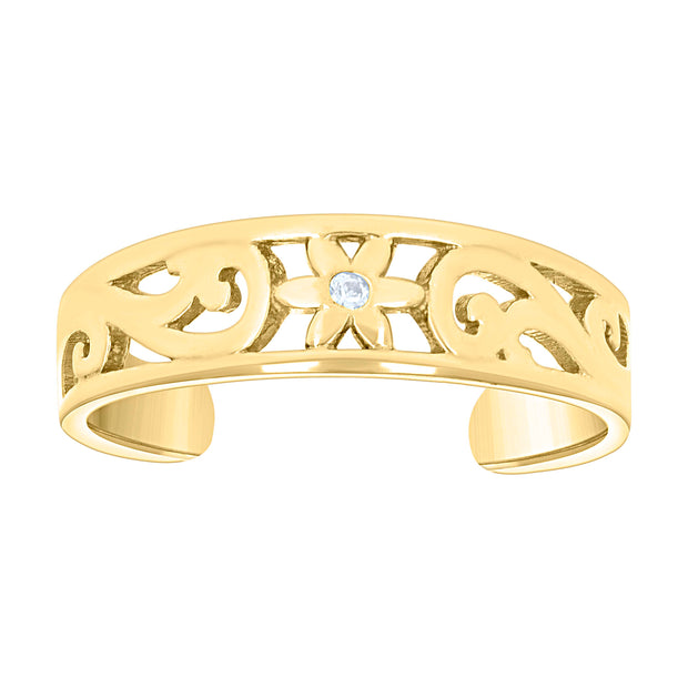 14Kt Gold Cz Toe Ring