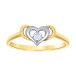 14kt Two-tone Gold Womens Cubic-Zirconia Love Heart Ring
