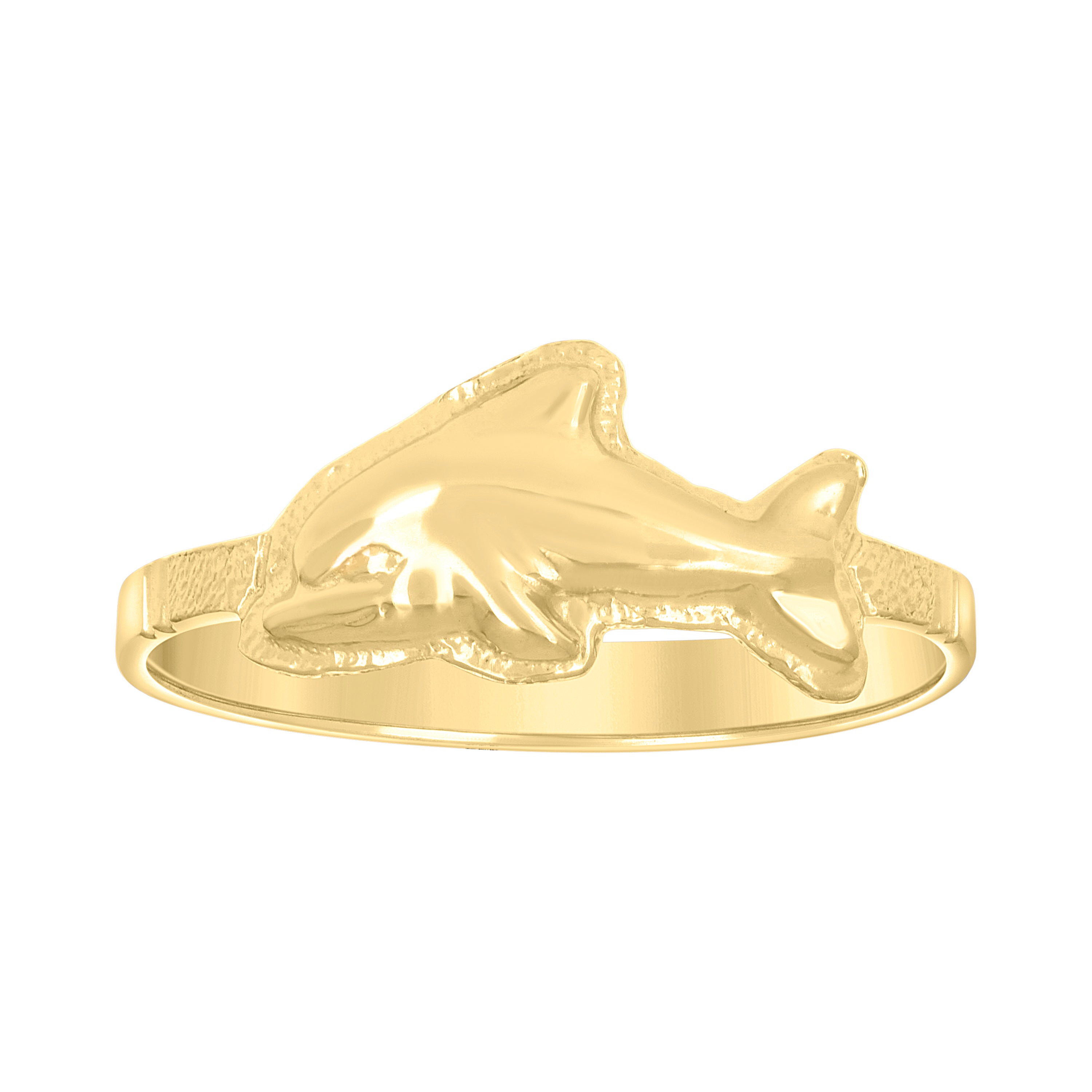 14kt Yellow Gold Womens Dolphin Ocean Ring