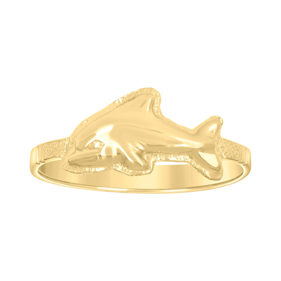 14kt Yellow Gold Womens Dolphin Ocean Ring