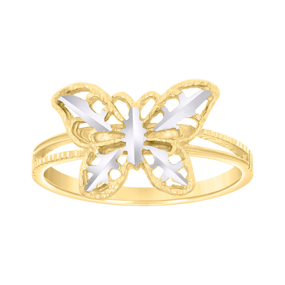 14kt Two-tone Gold Womens Butterfly Fashion Ring