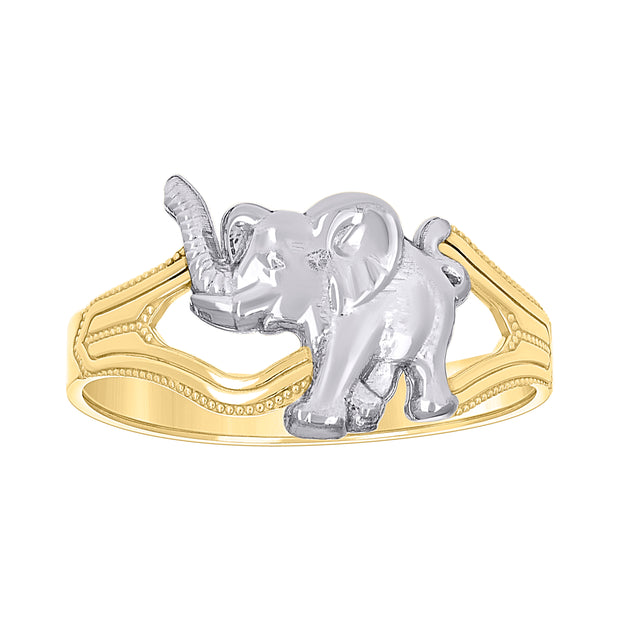 14kt Two-tone Gold Womens Elephant Ring