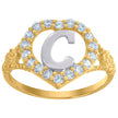 10kt Two-Tone Gold Womens Cubic Zirconia Polished Finish Heart Shape Letter C Initial Ring