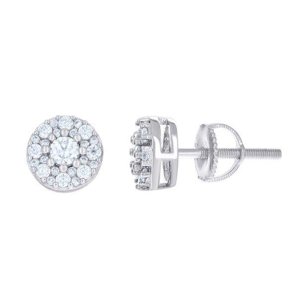 925 Sterling Silver Womens 0.63ct Moissanite Fashion Round Stud Earrings 